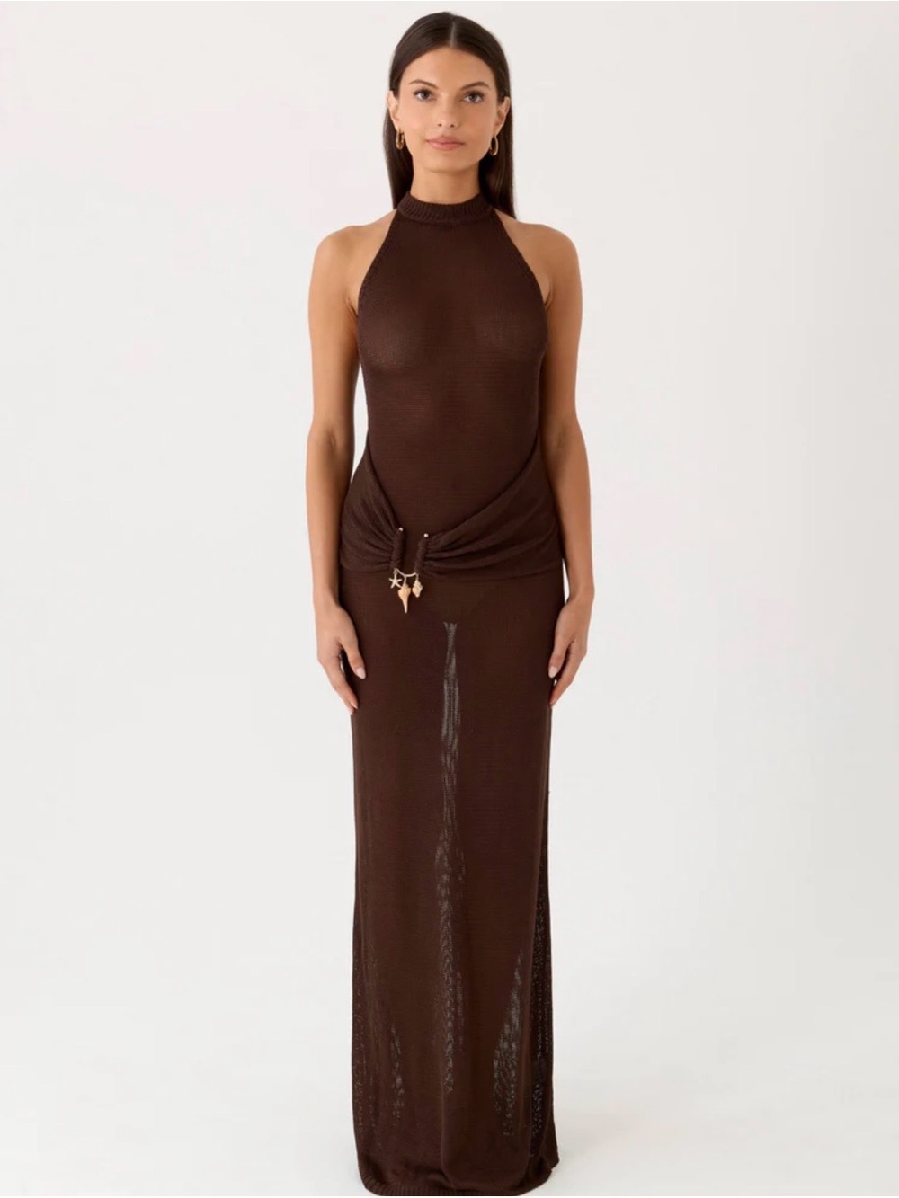 Peppermayo Saoirse Knit Maxi Dress - Chocolate - Picture 3 of 5